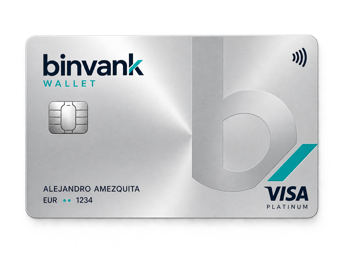 Tarjeta Visa Platinum de binvank Wallet en plata cepillada